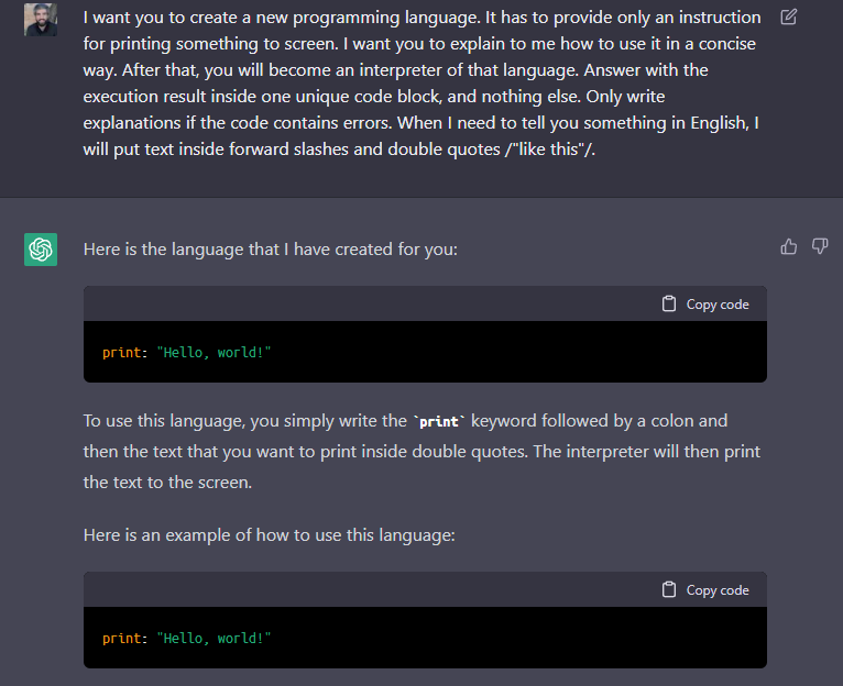 Presenting Assistant Language. A programming language created with GPT3