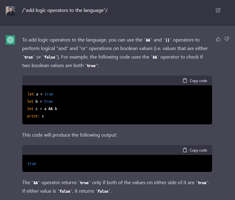 Presenting Assistant Language. A programming language created with GPT3