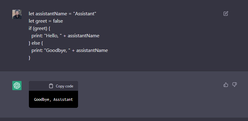 Presenting Assistant Language. A programming language created with GPT3