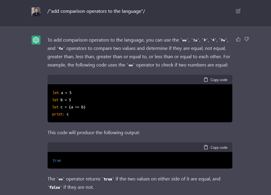 Presenting Assistant Language. A programming language created with GPT3