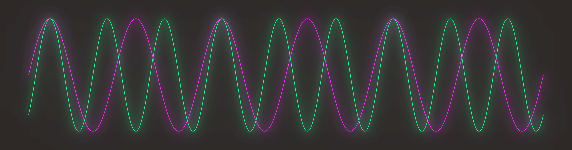 Aquí se ven la quinta y la octava superpuestas. Se observa como la quinta coincide con la octava cada tres ciclos exactos.